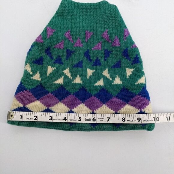 Vintage Adult Winter Hat Beanie Ski Snow Wool Geometric 80s 90s USA - Picture 7 of 7